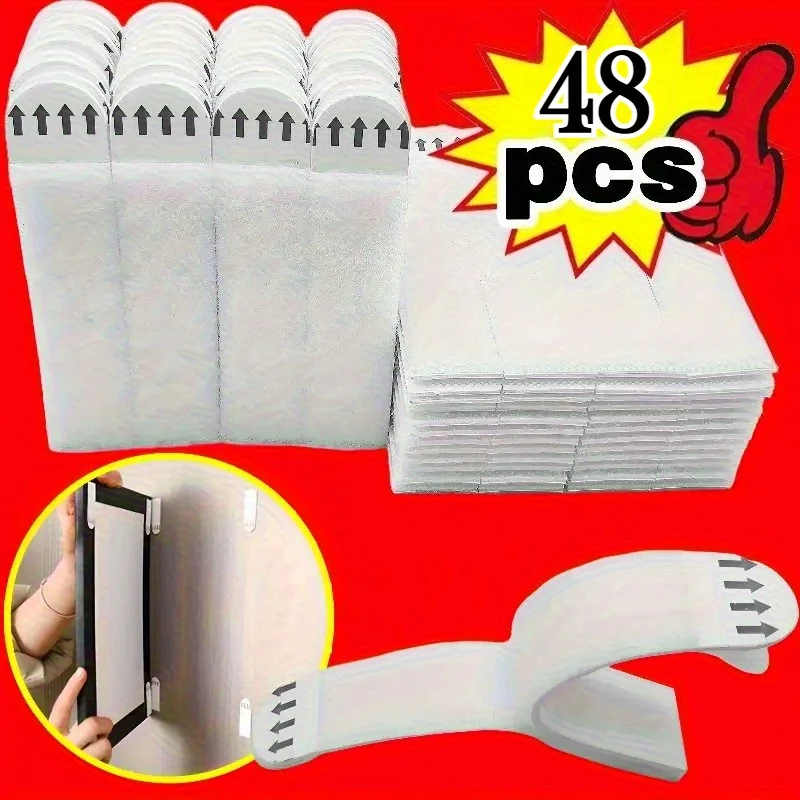 24-48PCS heavy-duty non perforated hanging magic tape fasteners portable seamless magic tape frame fastener accessories