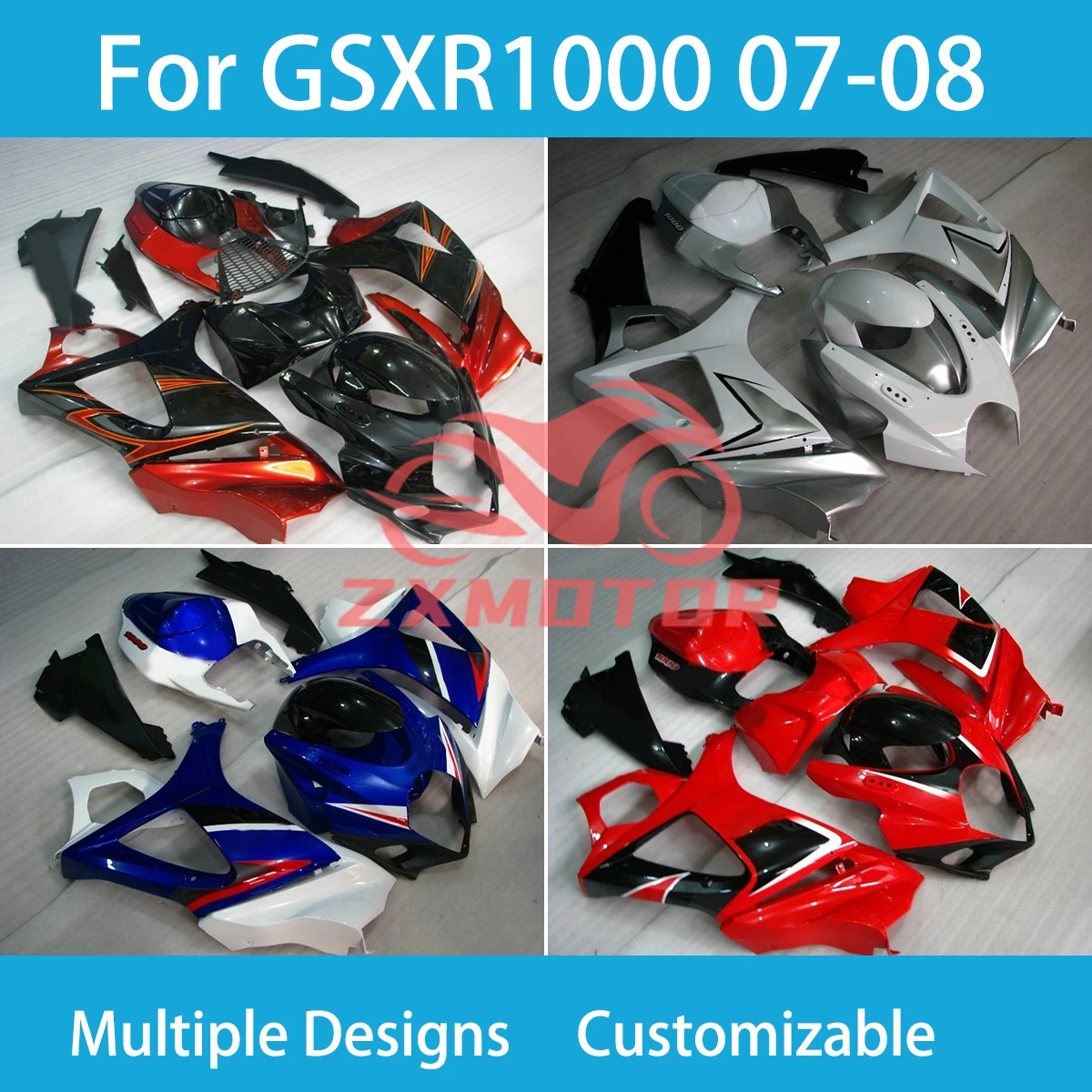 GSXR 1000 2007 2008 Prime Fairing Kit for SUZUKI K7 GSXR1000 07 08 Motorcycle Racing Customized Shell Body Parts Fairings