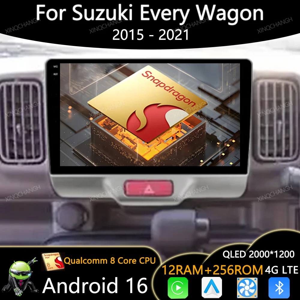 Android 16 Car Radio For SUZUKI Every Wagon 2015+ Head Unit QLED Qualcomm 2DIN GPS Multimedia Stereo Video Player Carplay Auto
