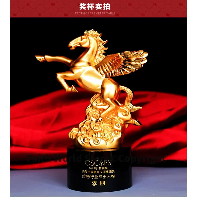 2025 Customize Custom Business propitious ART-Home company efficacious Mascot fortune HORSE FENG SHUI gilding statue Trophy