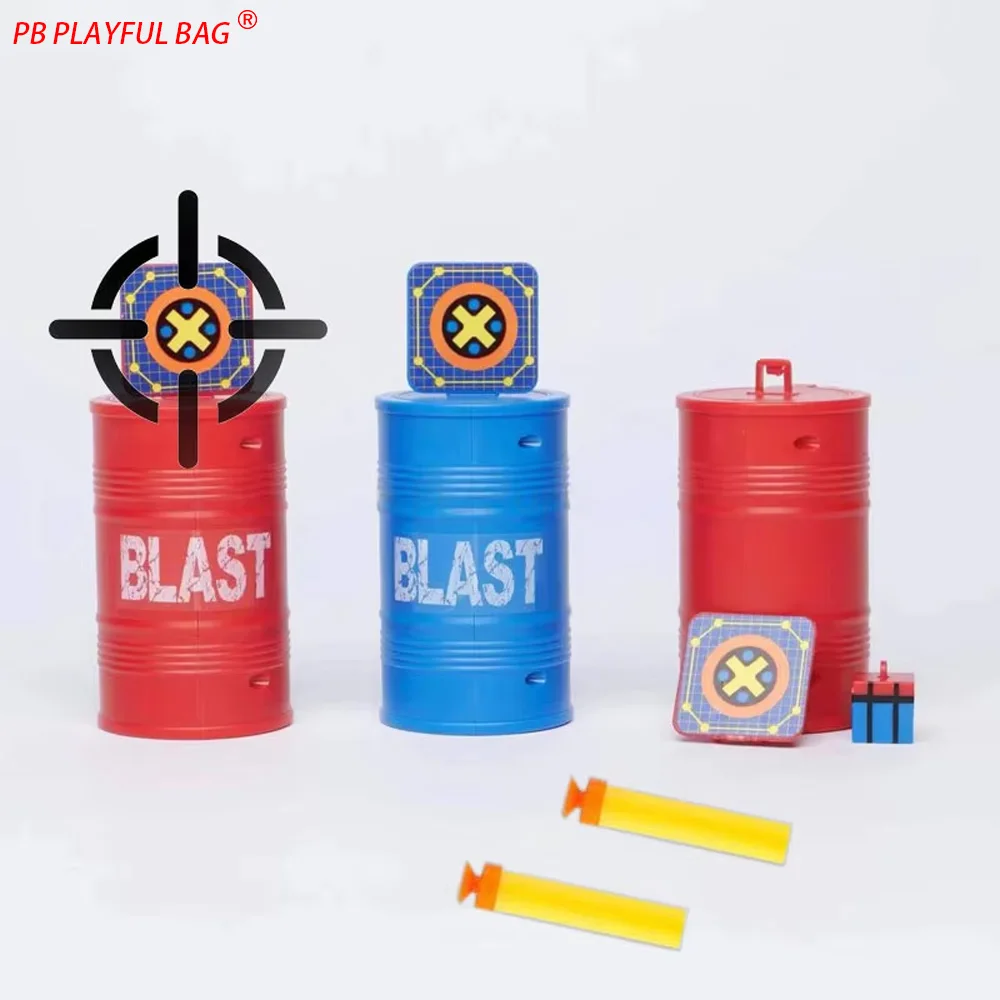 Jogo de tiro ejeção barril de óleo alvo vermelho azul disponível ejeção airdrop caixa brinquedo alvos arma entretenimento qj45