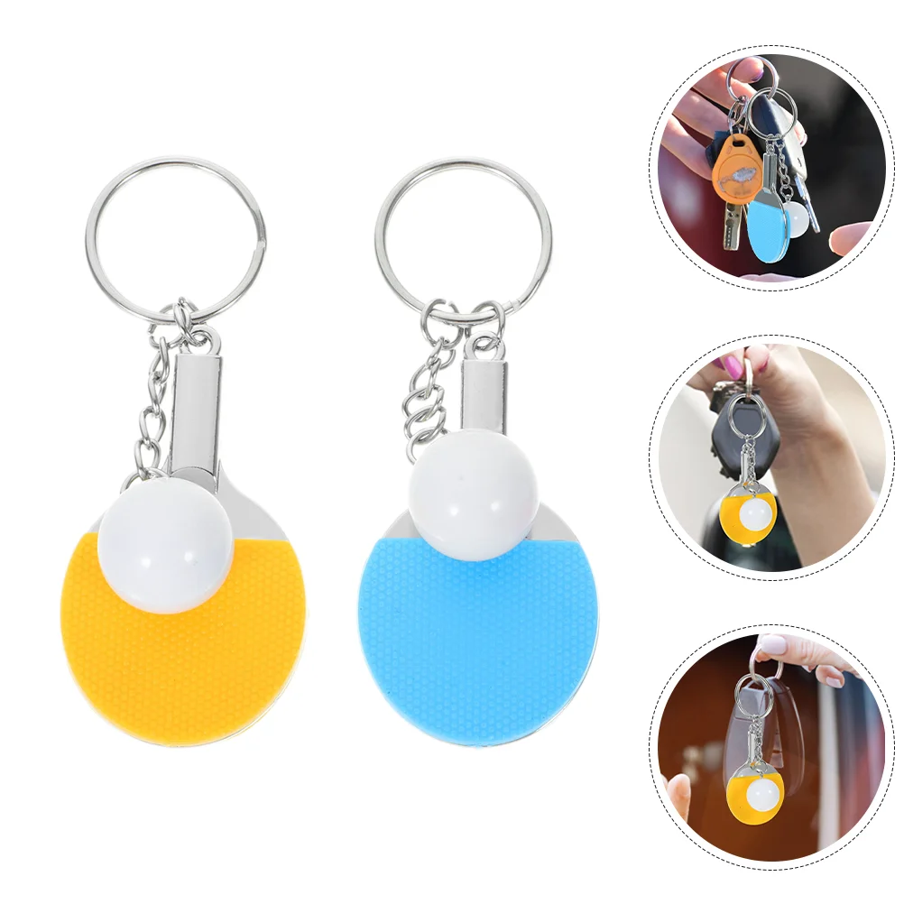 

2 Pcs Table Tennis Keychain Sports for Women Ball Pendants Small Keychains Accessories Pp Mini Hanging