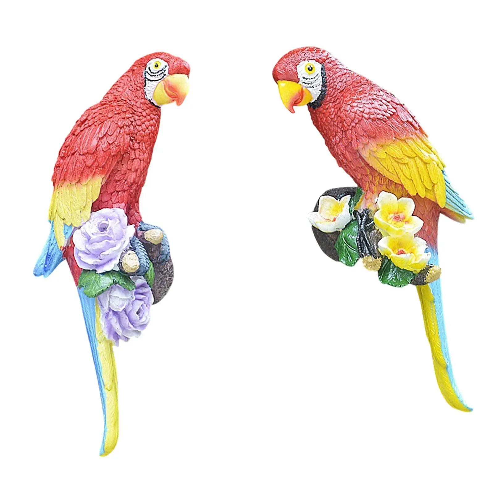 Outdoor Parrot Statue Resin Decorative Bird Sculpture Large Animal Figurine for Garden Patio Lawn Tree Art