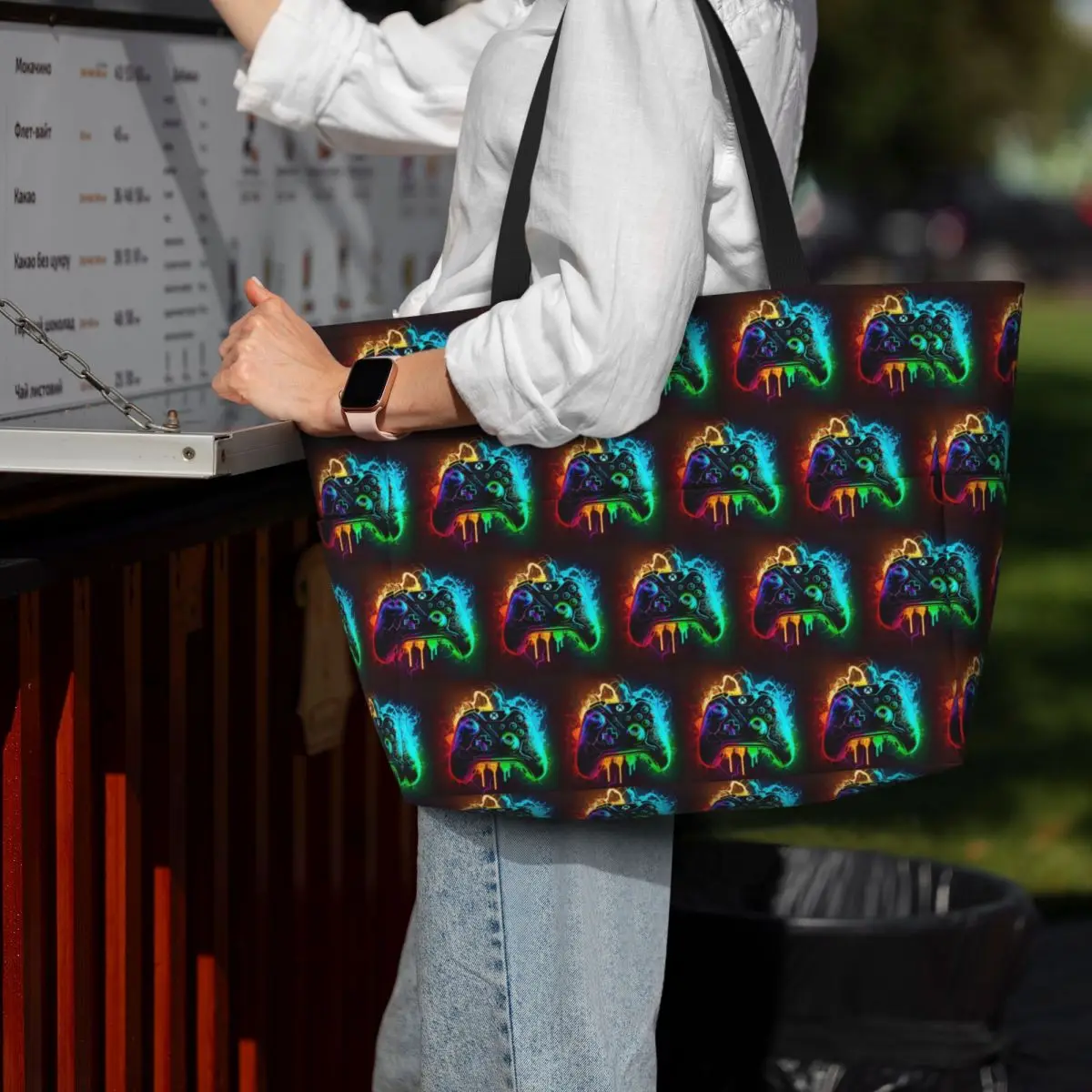 Game Console Printed Pattern Beach Tote Bag Sport Gym Yoga Duffle Large Tote Bag Women Travel Bag Fitness bag