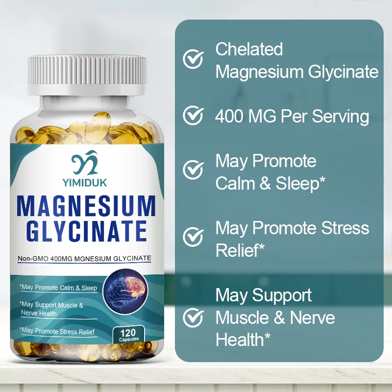 Magnesium Glycinate Capsules 400mg High Absorption Bone Support Health Care Mineral Supplement Promotes Muscle Gel 120 Capsules