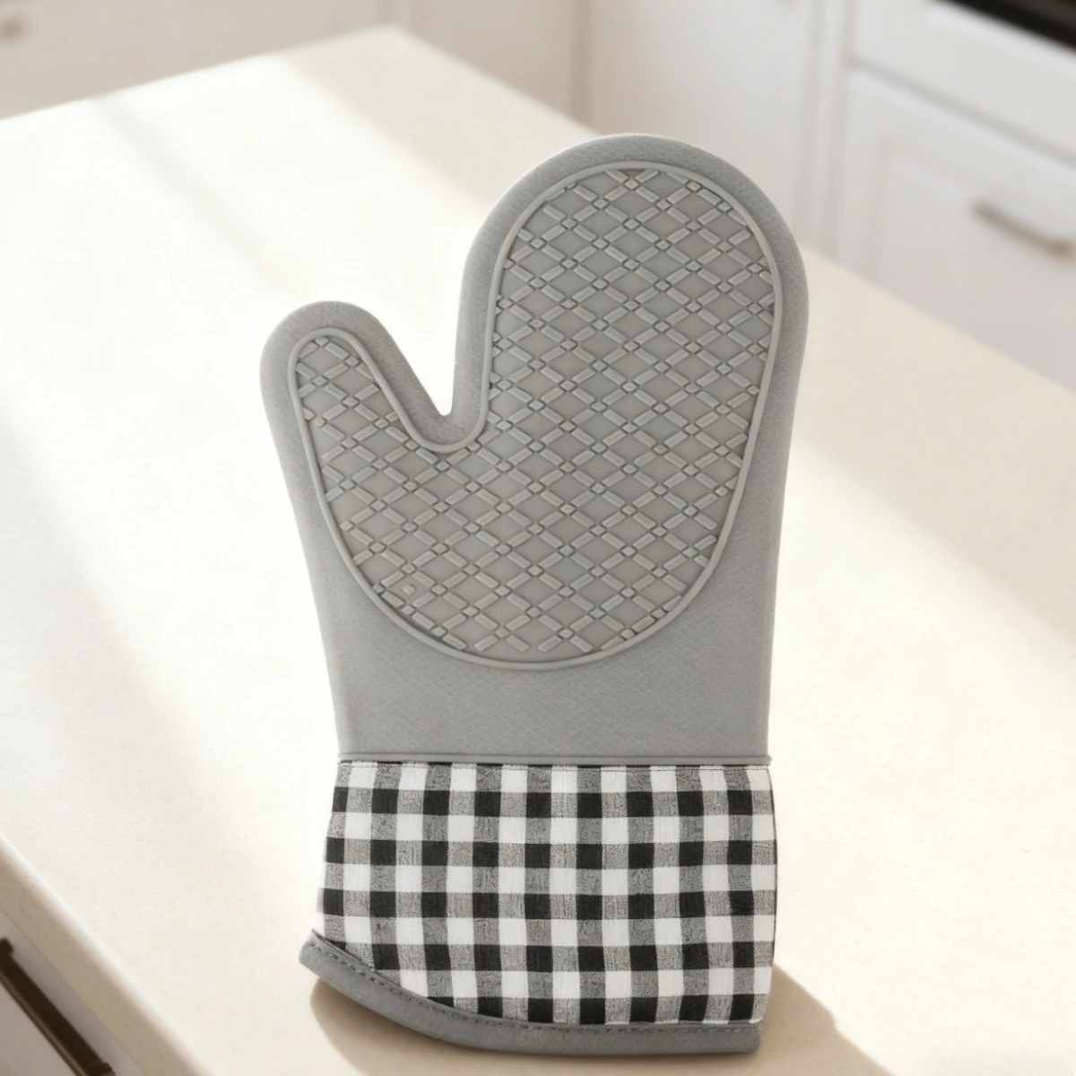 

1 шт., утолщенные силиконовые изолированные перчатки для духовки, устойчивые к высоким температурам, нескользящие, против ожогов, варежки для кухни, приготовления пищи, выпечки