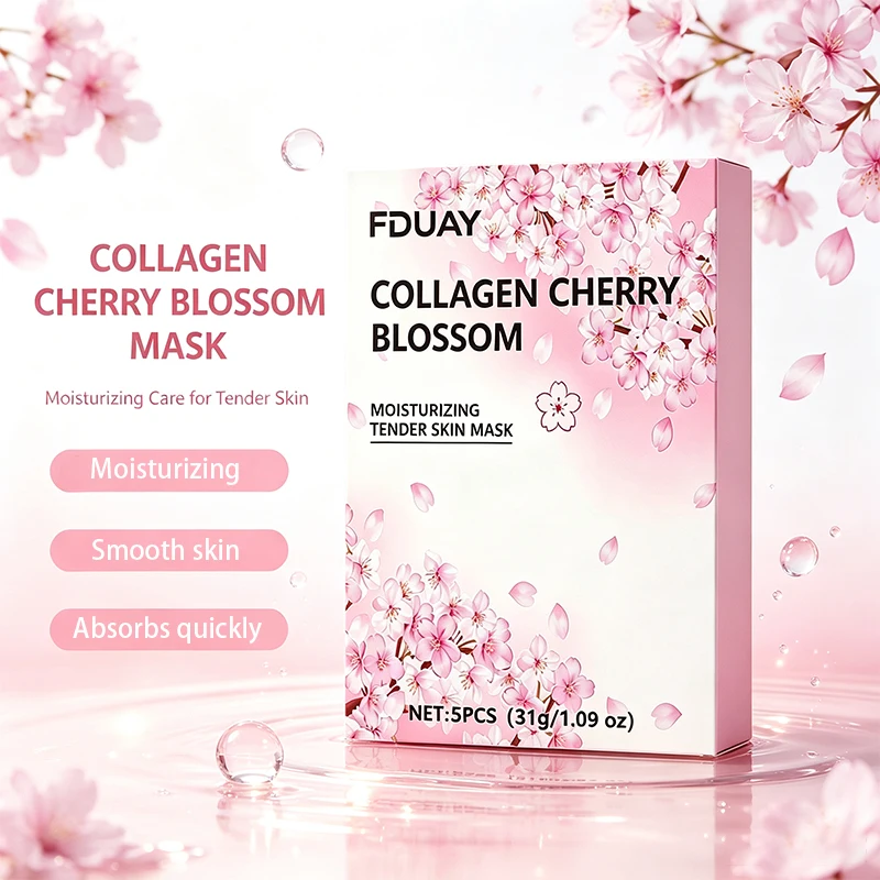 Collagen Cherry Blossom Moisturizing Tender Skin Facial Mask, Deep Hydrating, Softening & Nourishing Sheet Mask