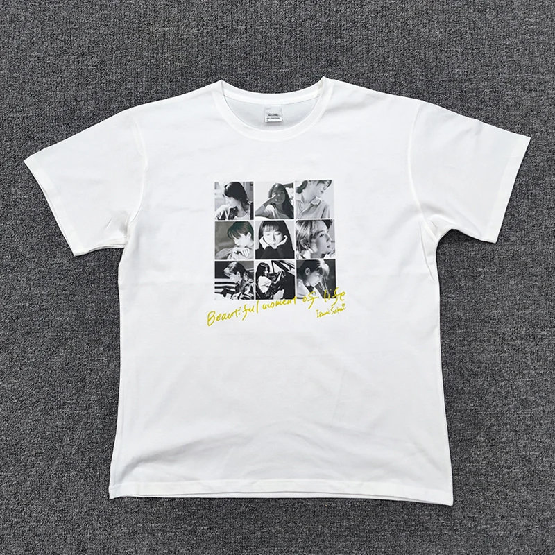 تي شيرت صيفي قطني بأكمام قصيرة مع طباعة توقيع ألبوم الذكرى السنوية الخامسة والعشرين لفرقة ZARD، تصميم عصري برقبة مستديرة وقصة...