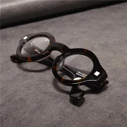 Handmade Retro Round Acetate Glasses Frames Men Women Trendy Thick Frame Eyeglasses High-end Quality Vintage Eyewear Spectacles