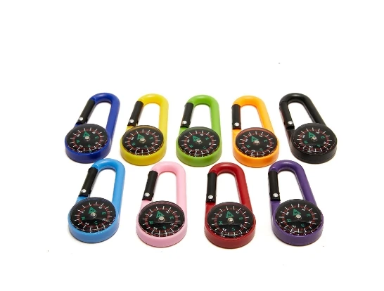

8pcs Compact Compass Outdoor Buckle Keychain Mini Multifunctional For Hiking Camping Outdoor Survival Lightweight