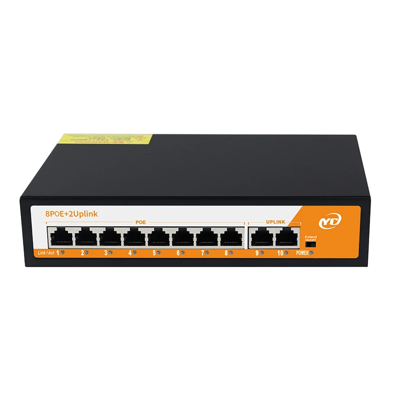 New 10-Port POE RJ45 Ethernet Switch with for 802.3af/at Smart Managed Uplink Unmanaged Plug and Play,for IP Camera/NVR