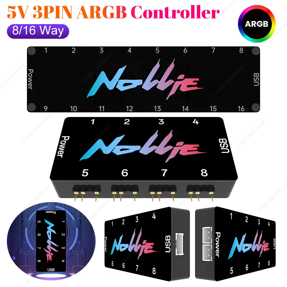 

ARGB Splitter Hub 5V 3PIN Support SignalRGB OpenRGB ARGB Fan HUB Controller SATA Power for Extended Motherboard Interface
