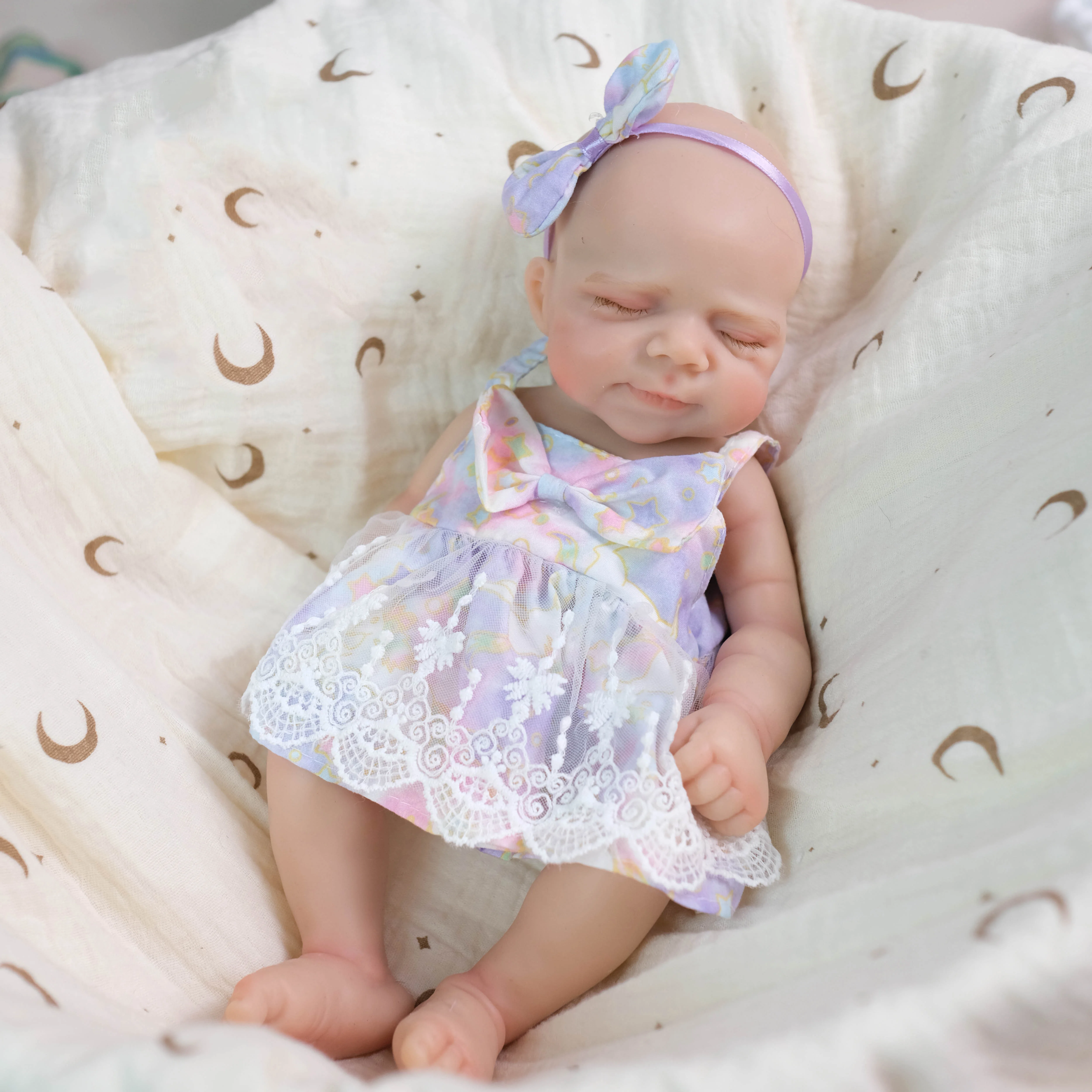 12-calowa ręcznie robiona lalka reborn Bettie/Pascale, bez włosów, otwierająca się buzia, solidna, super miękka, elastyczna, realistyczna, mini, urocza, silikonowa.