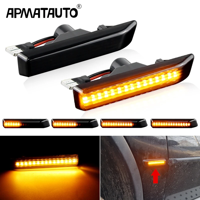 2x Dynamic Fender LED Turn signal Side Marker Light Sequential Lamp For BMW X5 E53 1999 2001 2002 2003 2004 2005 2006 E36 1997