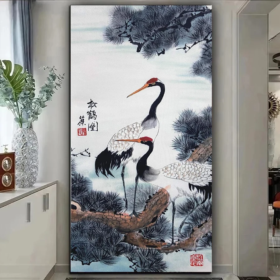 Beautiful Painting White Crane diamond painting kits Red Crowned Crane Oriental 5D DIY diamond embroidery handmade mosaic Decor