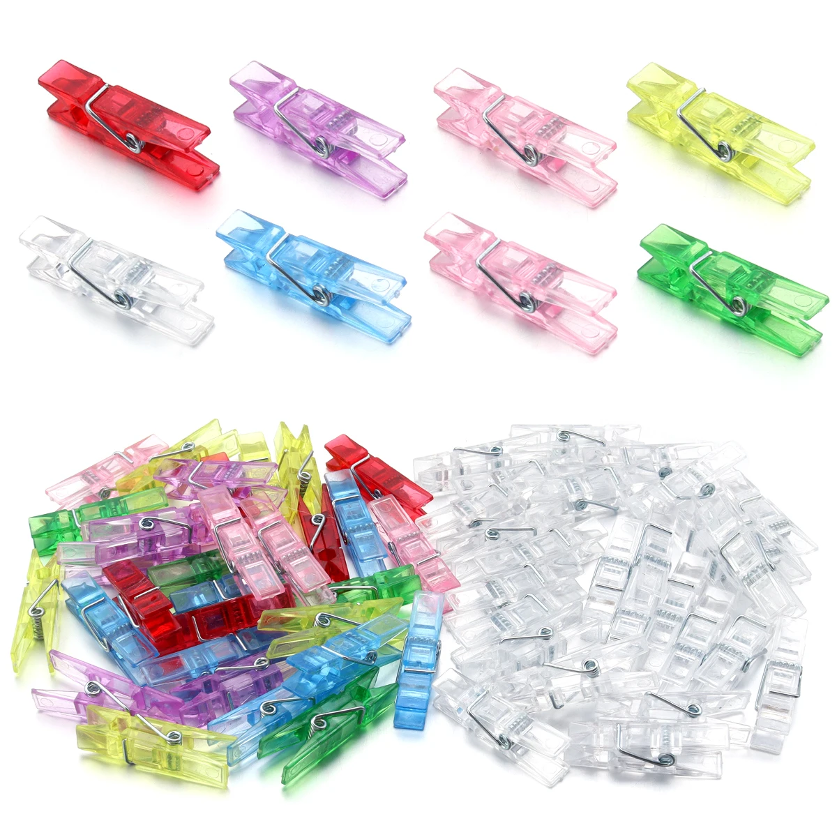 20Pcs Plastic Mini Photo Clips Transparent Spring Hanging Clip Pegs for DIY Wedding Party Wall Home Decoration Photo Clamps