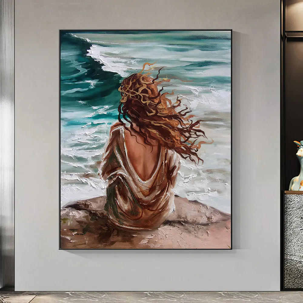 Figure Sexy Women Beach Oil Painting Print On The Canvas Abstract Boho Portrait Posters Room Wall Art Pictures For Home Decor