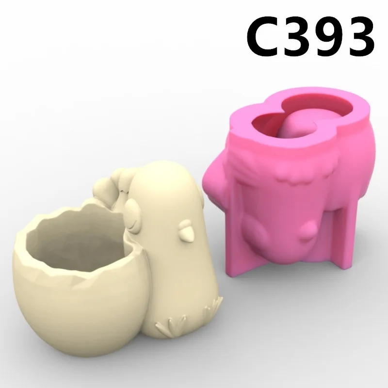 C393 Chick Pigeon Flower Pot Ashtray Pen Holder Silicone Mold  Making Home Decoration with Epoxy Plaster Cement Handicraft