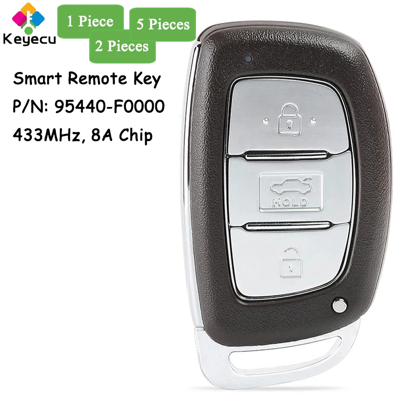 

KEYECU Keyless Go Smart Remote Control Car Key With 3 Buttons 433MHz 8A Chip for Hyundai New Elantra Fob P/N: 95440-F0000