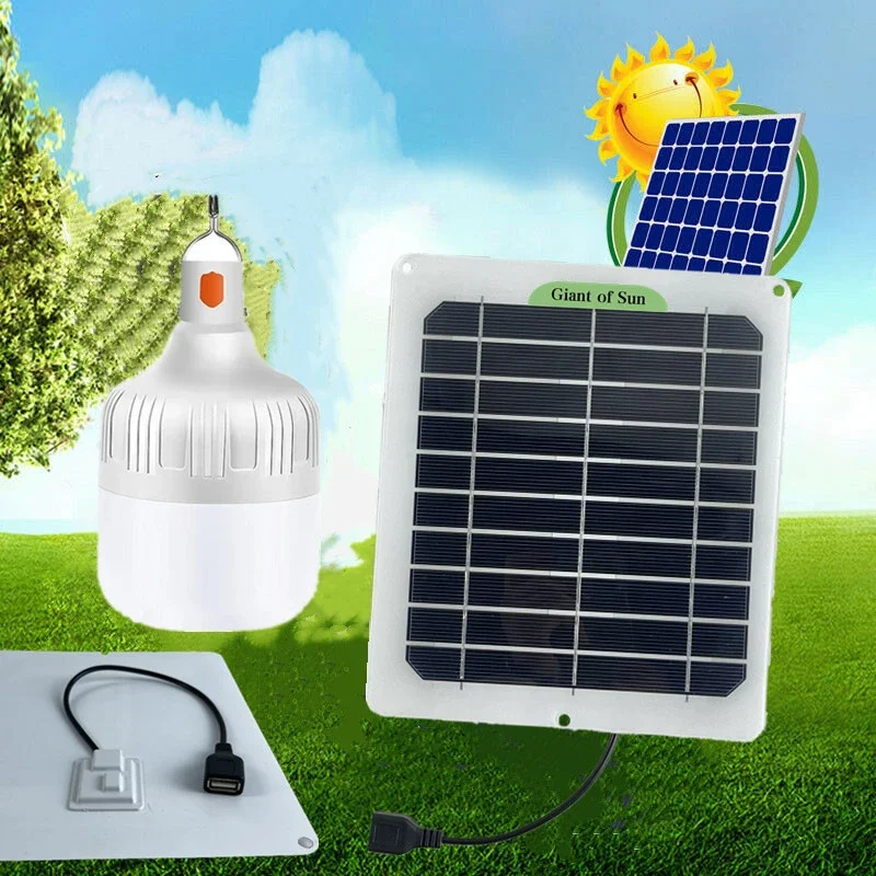 60W Solar Panel Kit 18V Solar Cell with Light Bulb Power Bank for Outddor Phone Camping Hiking Cycling Fishing Traveling