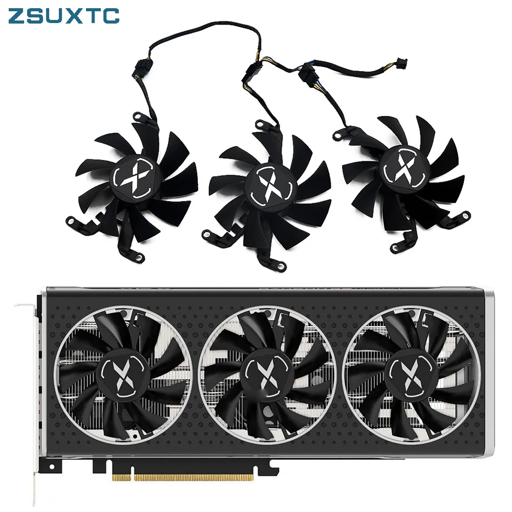 new T128015SM 75MM XFX RX6600 XT Speedster MERC 308 Black GPU FAN For XFX AMD Radeon RX 6650XT OC V2 RX6600 XT Video Card Fan