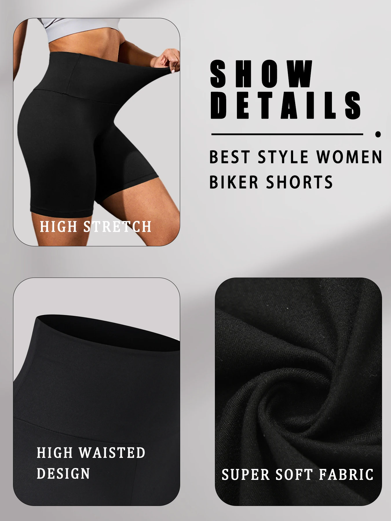 High Waisted Biker Shorts for Women Super Soft Tummy Control Yoga Running Workout Home Lounge Wear