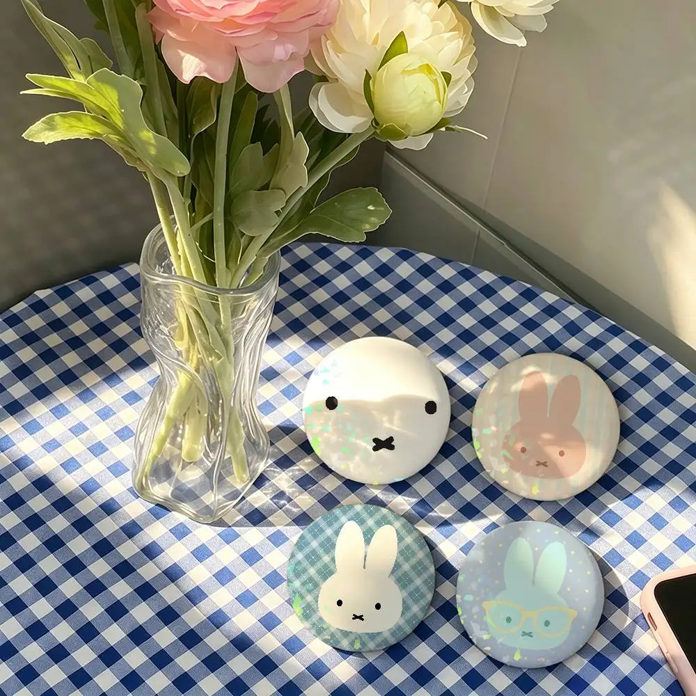 Cartoon M-Miffy Fashion Laser Badge Creative Pins Brooch for Bag Clothes Hat Decor Gifts Fans Collect
