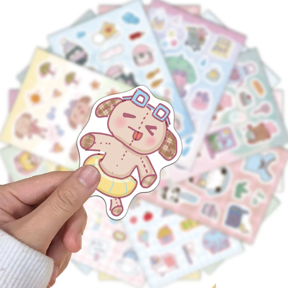 8PCS Cute Animals, Cats, Penguins, Elephants, Cartoon, Healing Series, Ins, Wind, Hand Account, Material Stickers