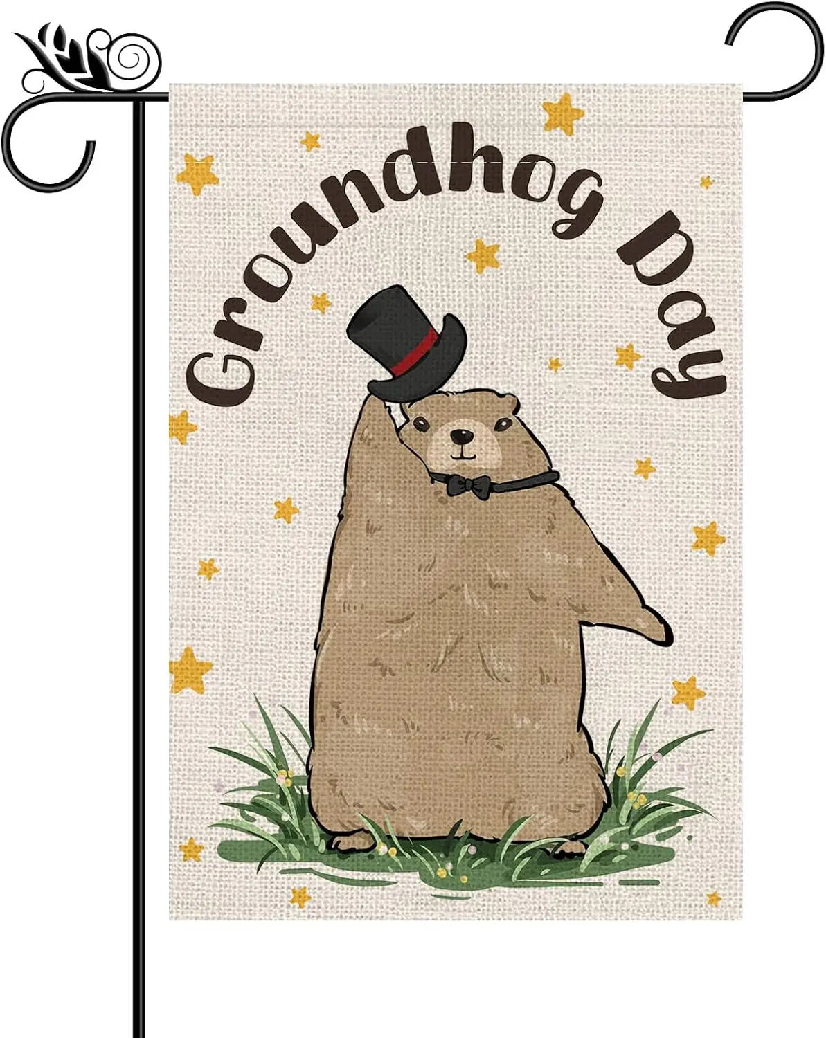 Groundhog Day Garden Flag Brulap Vertical Double Sided For Outside Yard Lawn Decorations 12.5 x 18 Inch