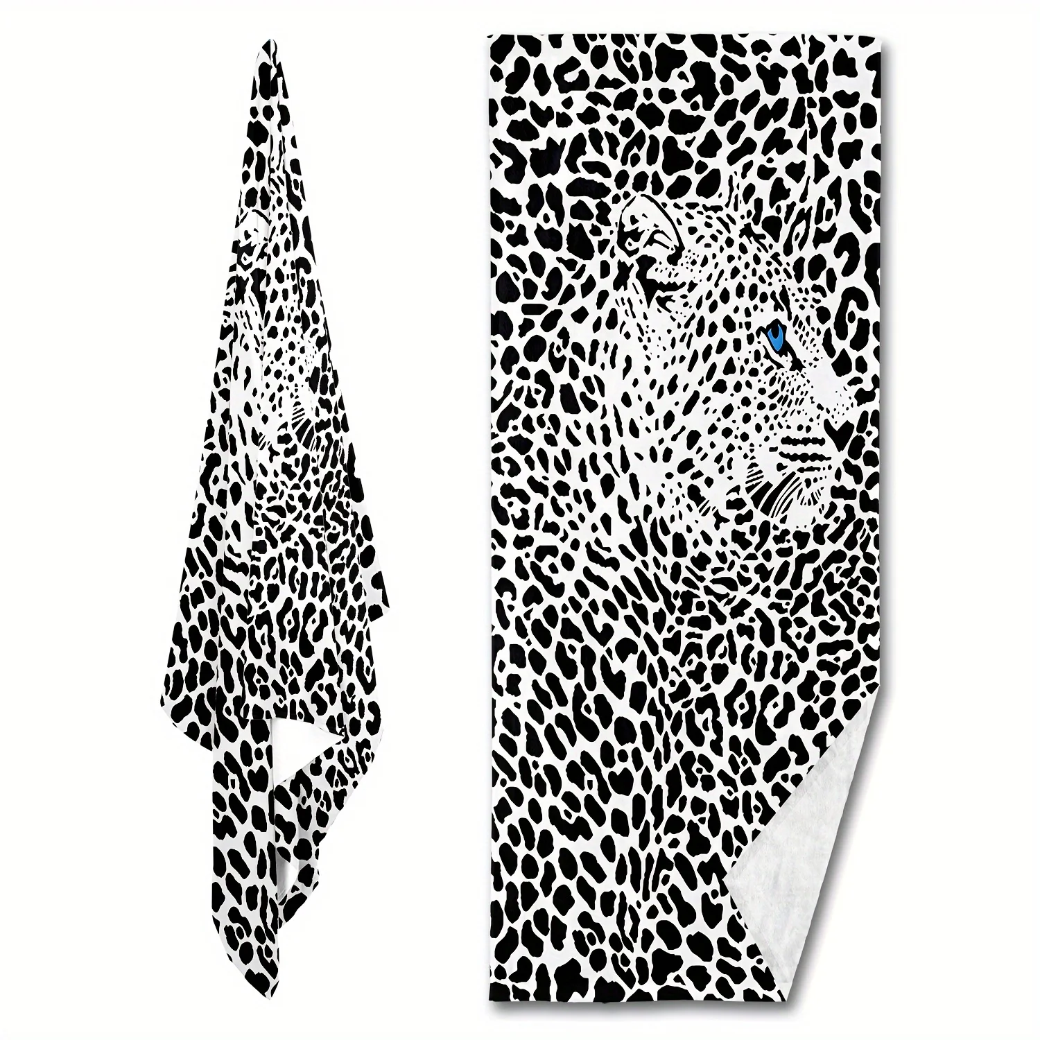 1 أسود أبيض ليوبارد منشفة الشاطئ 2D طباعة مسطحة منفعل الصيف الأساسية شاطئ بركة منشفة أنيقة وظيفية ماصة البرية تحت عنوان #4
