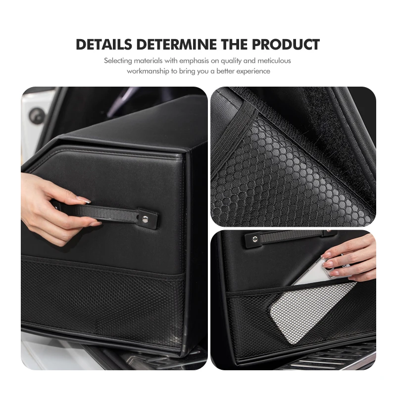 Leather Car Trunk Storage Box Multiuse Large Capacity Tool For Tesla Model 3 Y S X Roadster