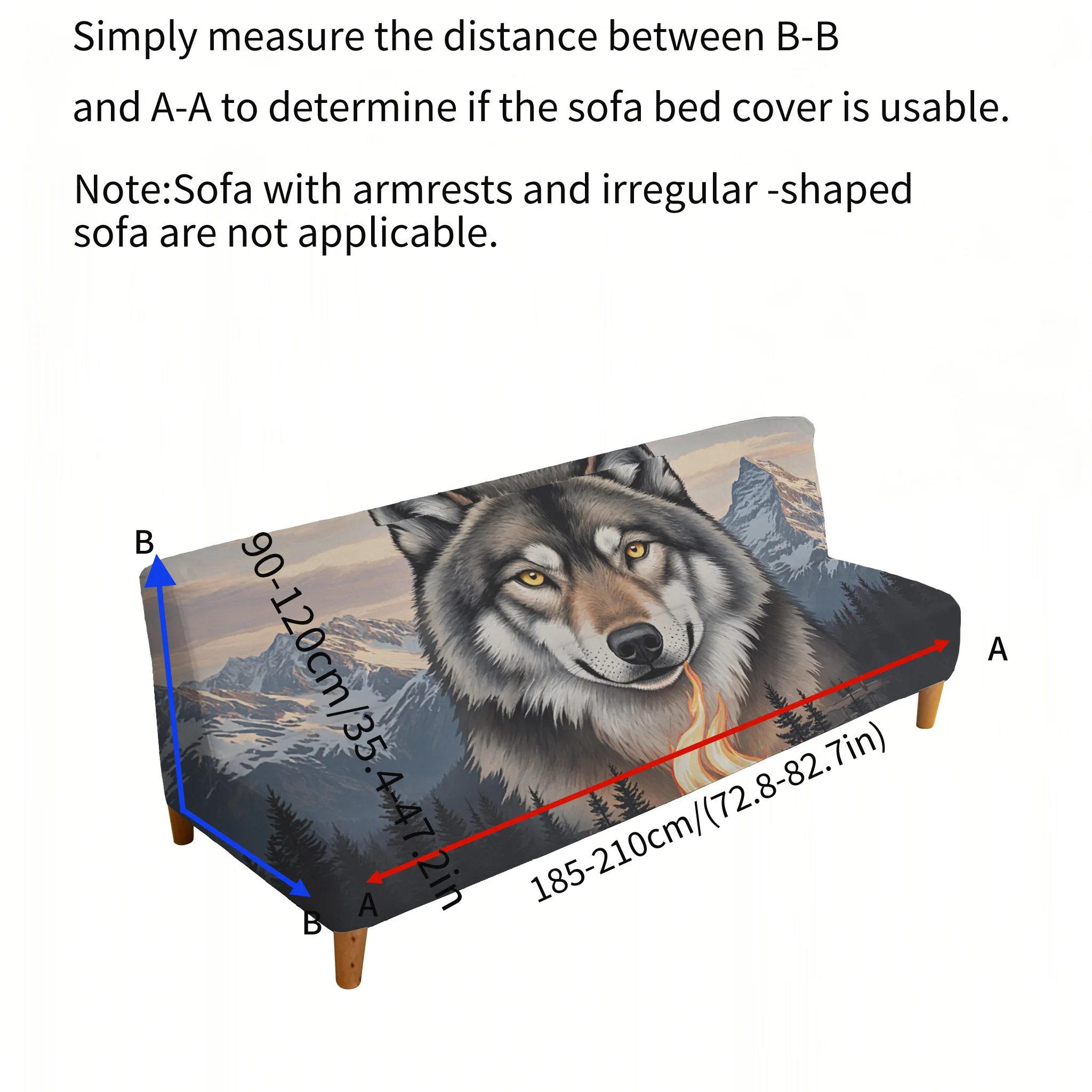 All-inclusive elastic sofa bed cover, domineering snow mountain wolf head sofa cover, easy installation and machine washable
