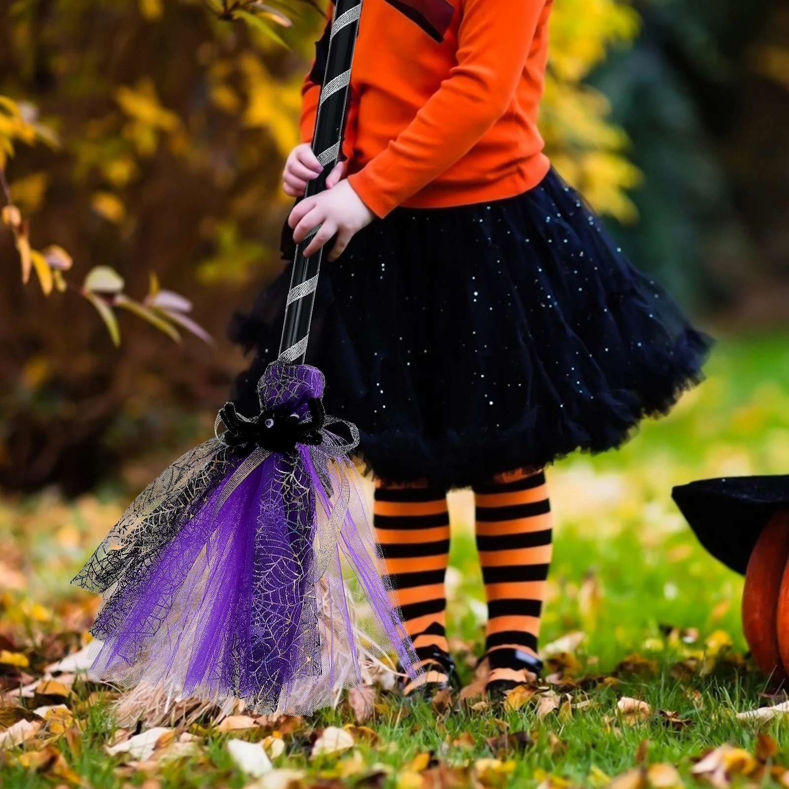 

1Pcs Halloween Witch Besom Creative Broom Prop for Fancy Dress Party Ideal Atmosphere Builder Broom Decoration for Kids Gift