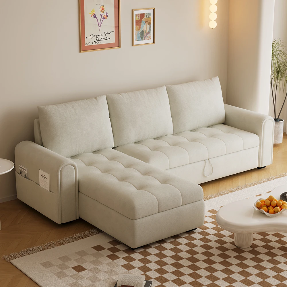 #High Quality Reclining Luxury L-Shape Sofa Bed Convertible Couch Furniture with Storage Pull-Out for Home & Workshop Use