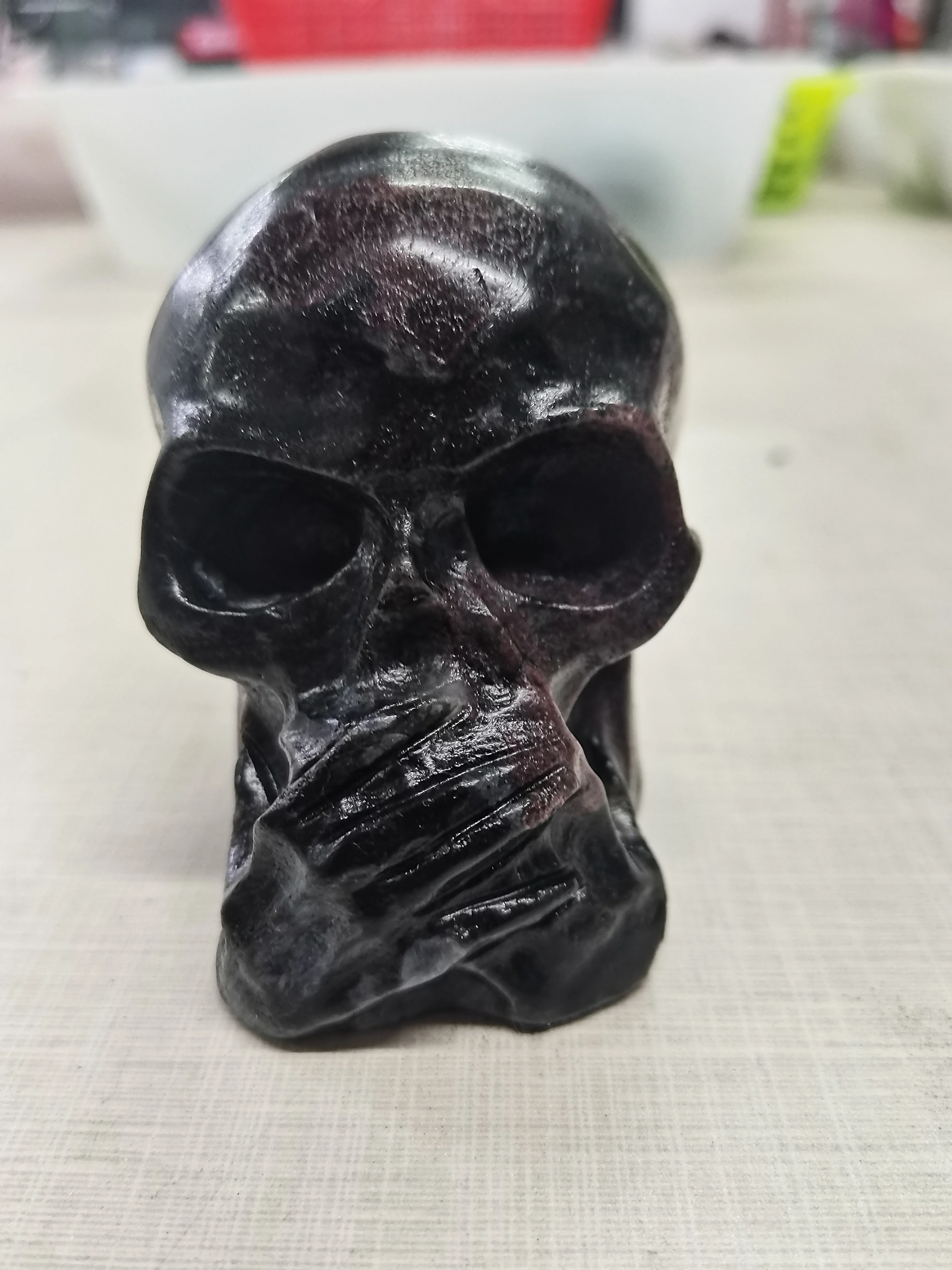 

Natural Flame Stone Skull Carved Statue Healing Crystal Room Decor Witchcraft Gemstone Crafts Halloween Gift