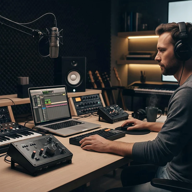 Suporte para Interface de Áudio e Teclado de Computador com Estrutura Triangular Sólida - Novidades em Estoque