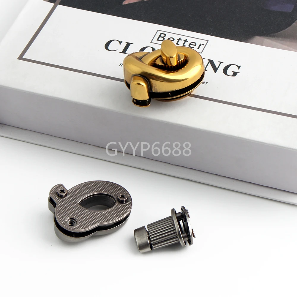 2/5/10Sets Dull Gold/Old Silver Rectangle Snap Locks Metal Clasp Bag Buckles For DIY Handbag Purse Turn Twist Lock  Accessories