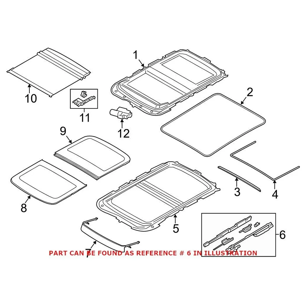 Cabos de vidro teto solar para BMW, Peça de substituição de carro para Mini Cooper F54 F55 F56 2013-2020, 54107379616 54107379616