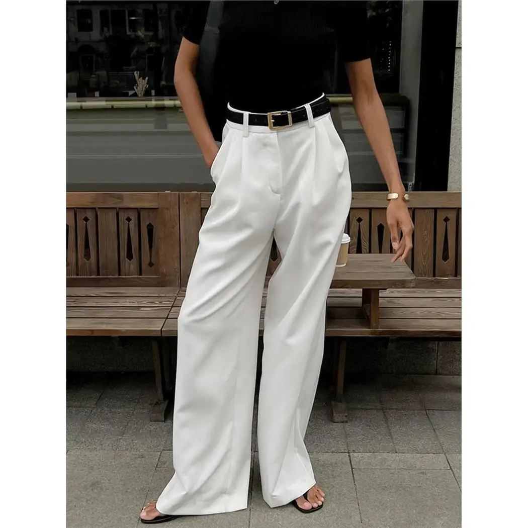 High Waist Draping Commuter Pants Women's Autumn Versatile Slimming Floor-Length Casual Trousers CleanFit Style Cotton 100%