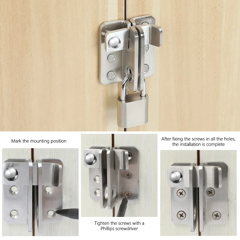 Stainless Steel Door Buckle Flip Latch Slide Bolt Lock Safety Door Lock Catch With Screws for Garage Mailbox Garden Pet Cage