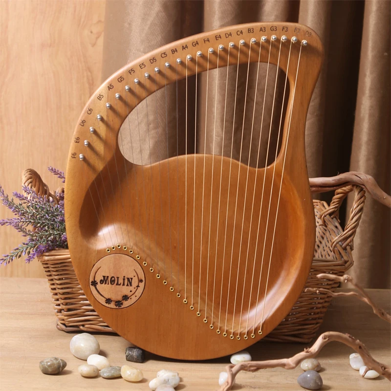 24 Strings Lyre Piano Lyre Harp Wooden Mahogany 21 Strings Harp Musical Beginner Instrument With Matching Gifts