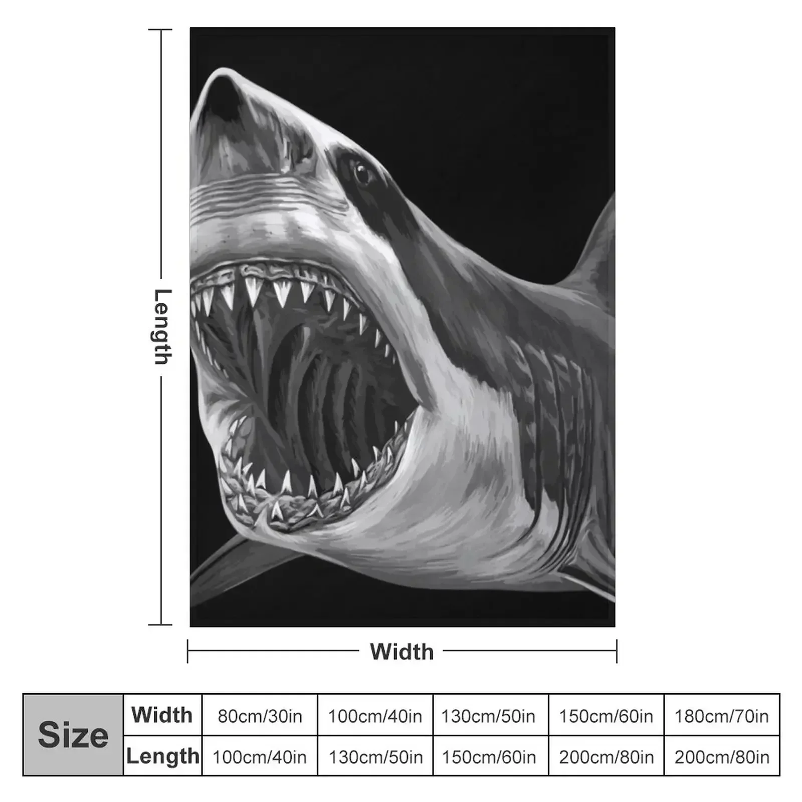Great White Shark Throw Blanket couch cozy soft plush fuzzy picnic outdoor blanket
