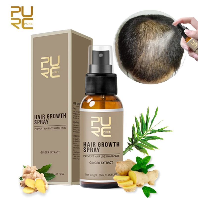 

PURC Ginger Hair Growth Products Fast Growing Spray Hair Loss Treatment Oil Beauty Health Hair Care for Men Women 30ml