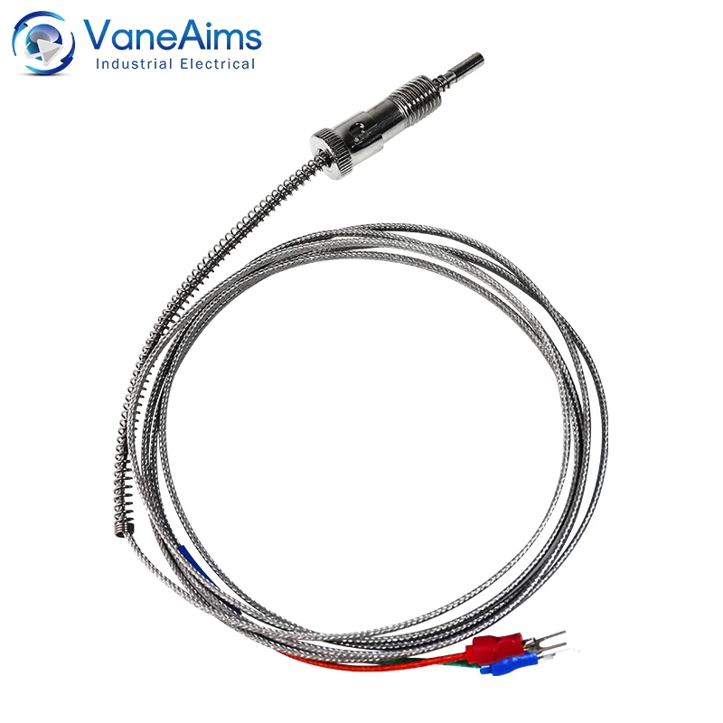 Compression Spring Thermocouple M12 VaneAims K J PT100 Type Metal Temperature Sensor 0.5m 1m 2m 3m for Temperature Controller