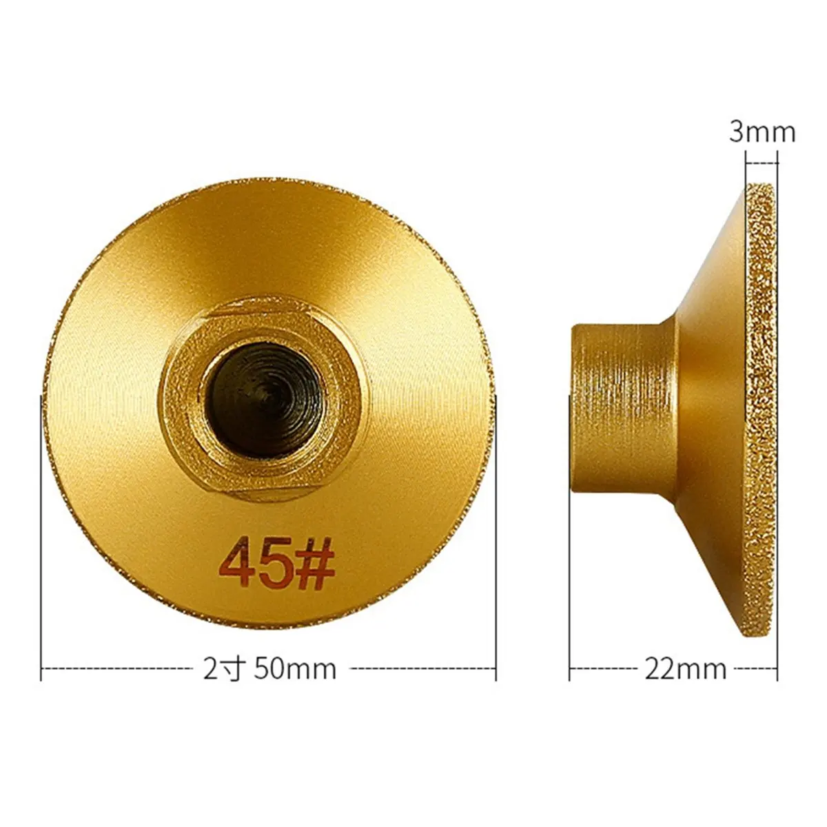 

(AIMA) 1PCS M14 2inch Brazing Diamond Brazed Flat Grinding Abrasive Polishing Stone Marble Quartz Cobblestone Grind 60