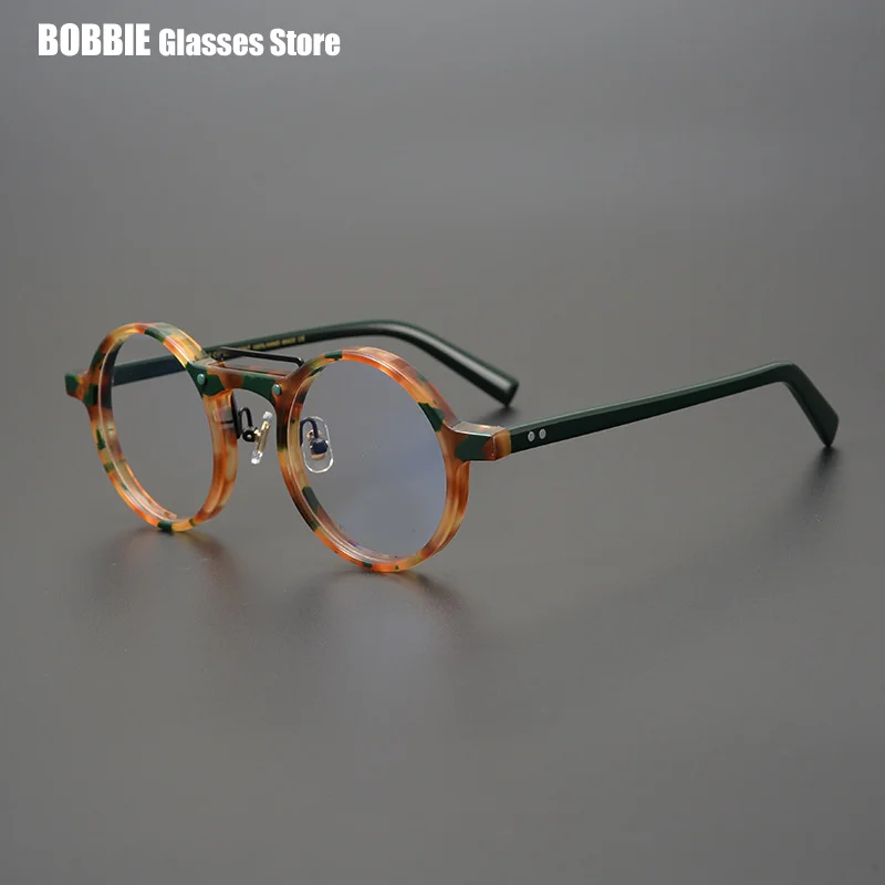 Japanese Handmade Oval Round Shape Eyeglasses Frame Niche Designer Large Face Eyewear Spectacle Myopic Presbyopia Optical Lens