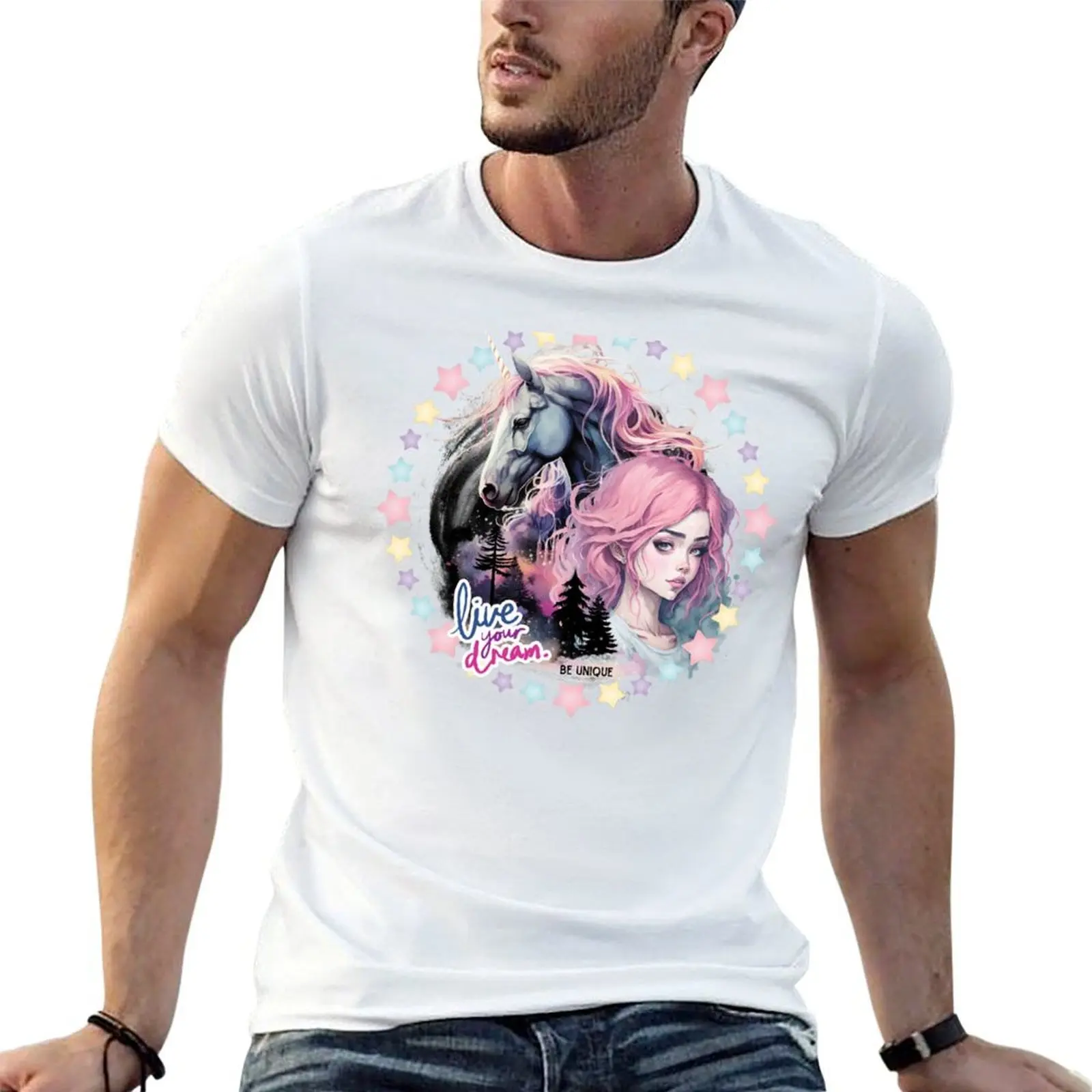 

Live your dream - unicorn T-Shirt anime tshirt man t shirt luxury man t shirts high quality luxury brand T-shirt