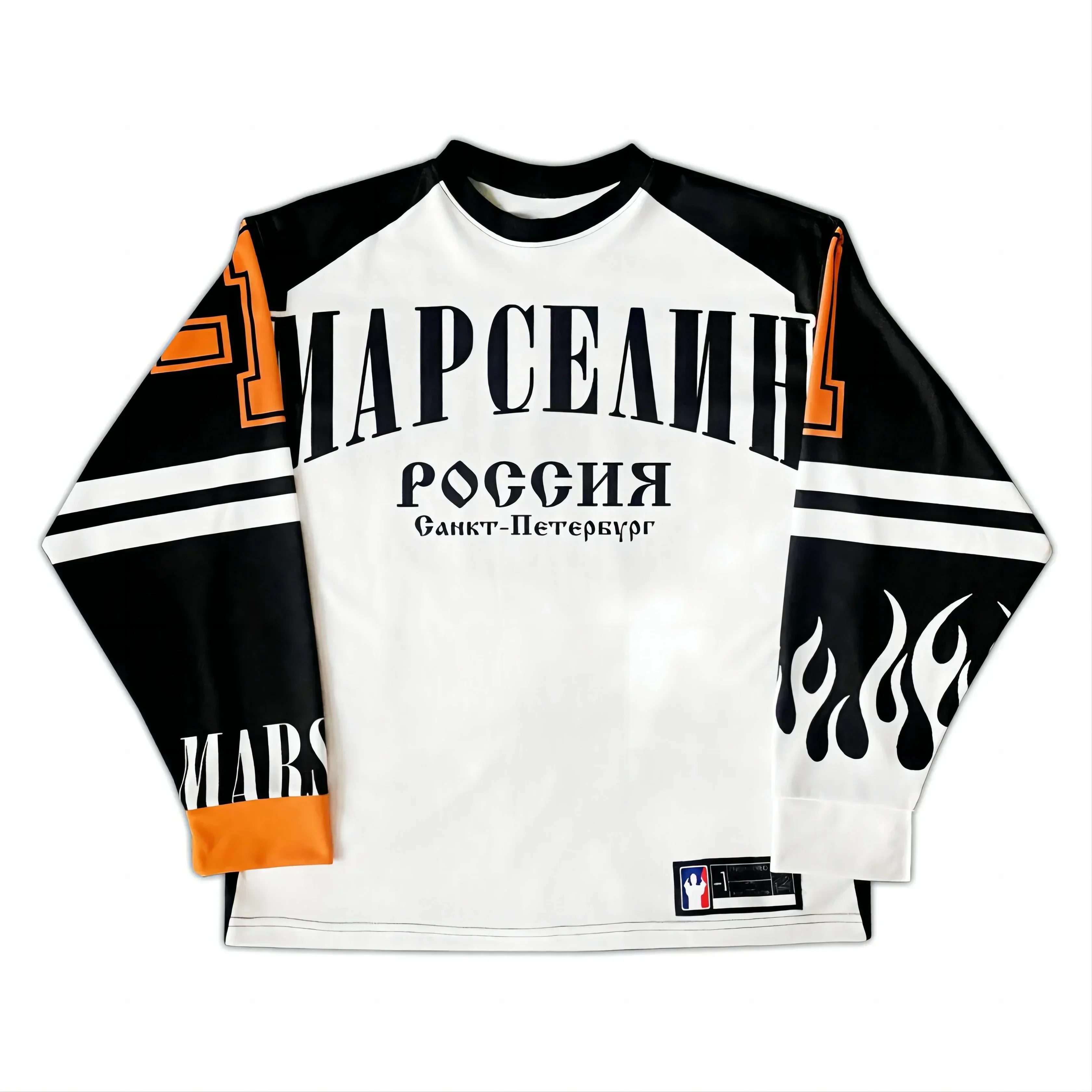 Россия Jersey Y2K Sweatshirt Men Harajuku Hip Hop Letter Graphic Oversized Pullover Sweatshirt Shirt Round Neck Long Sleeve Tops