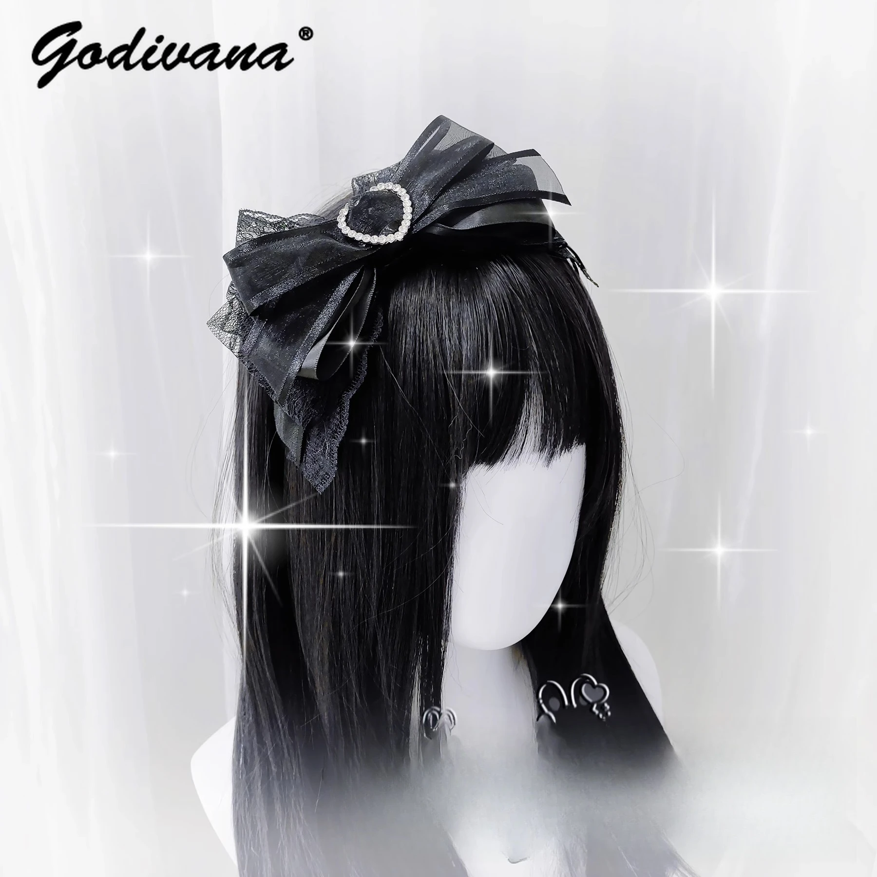 

Японская серия Mine ручной работы, массовое производство, милая кружевная повязка на голову со стразами и бантом, женская повязка для волос в стиле Лолиты Kc Girl