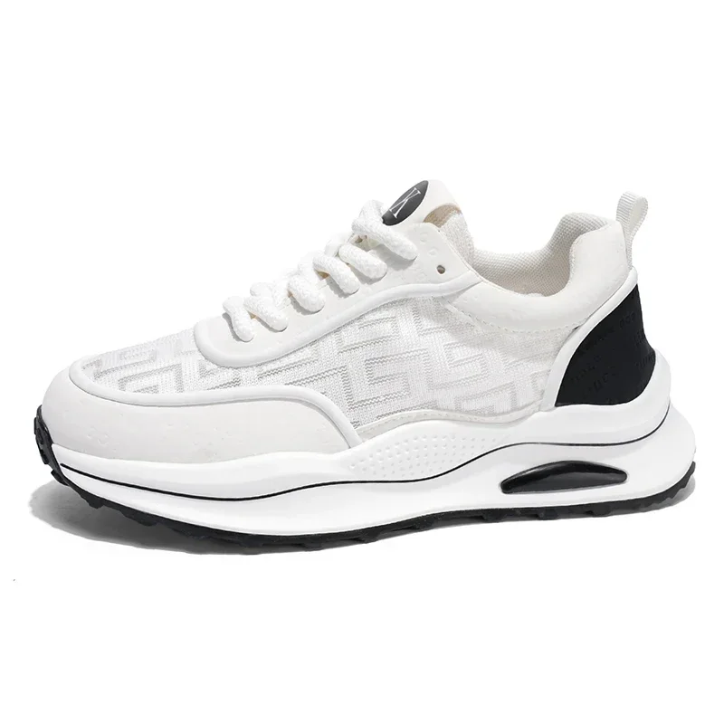 

2025 Новые мужские белые повседневные кроссовки на толстой подошве | Корейская модная дышащая нескользящая студенческая спортивная обувь
